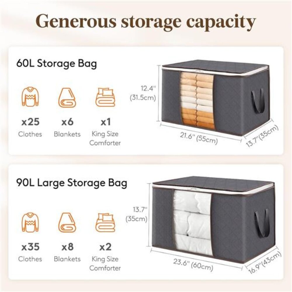 6 Pack Clothes Storage, Foldable Storage and Organization, Storage Bins with Lid - Picture 2 of 7